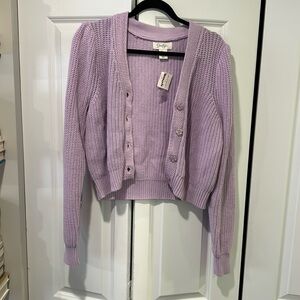 NEVER WORN Jessica Simpson brand cropped lavender sweater with flower buttons